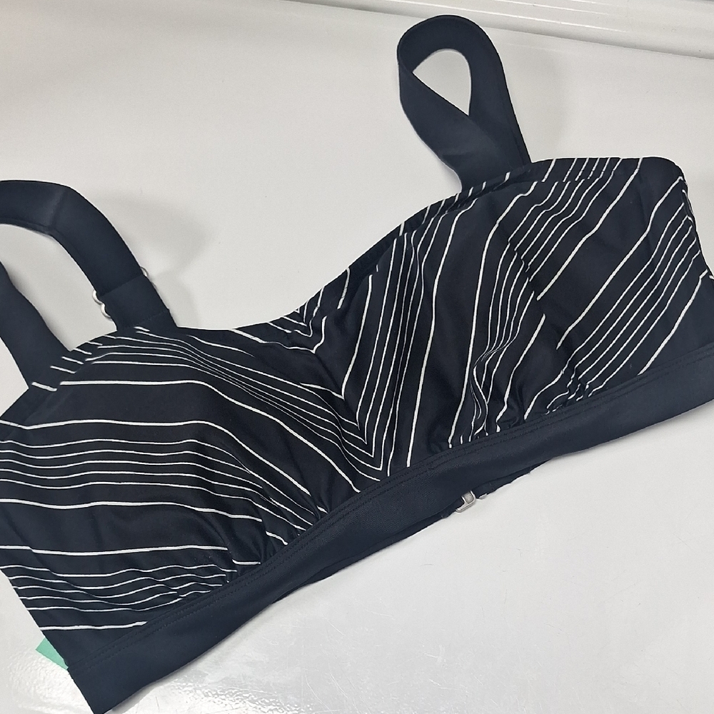 Athleta Black and White Striped Women's Bikini Bra Top